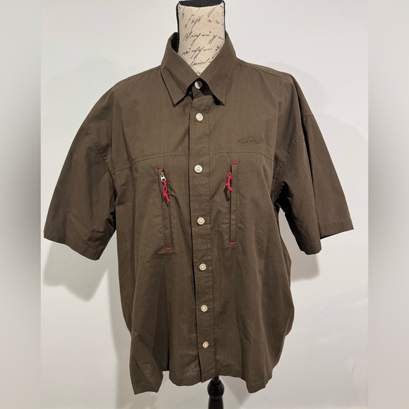 Orvis Men’s Shirt XL Trout Bum Fishing Button Brown Performance Shirt Brown - Picture 1 of 9